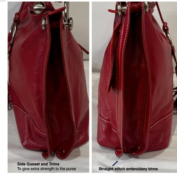Bella Rosa Maria Boutique | Celsius | Genuine Leather | Red Handbag | Large - Picture 8 of 12